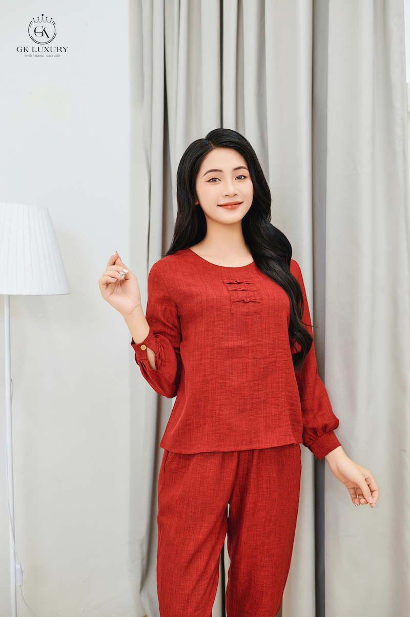 Bộ linen dài tay cổ tròn GK78